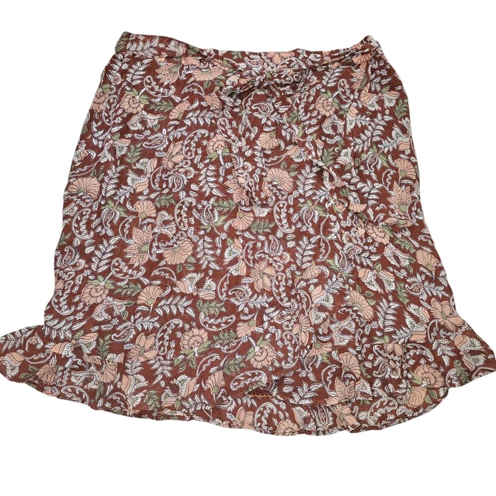 Anthropologie Luca Ruffled Wrap Mini Skirt In L NWT - Picture 3 of 9